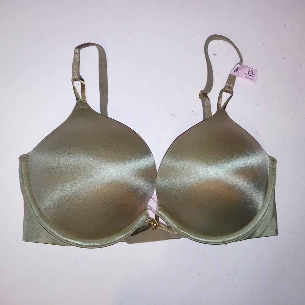 Victoria Secret Bra 32D Bombshell Push Up Green Solid Very Sexy Adds 2 Cups New